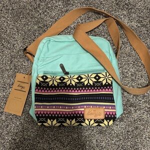Mint Green and Patterned Crossbody Bag